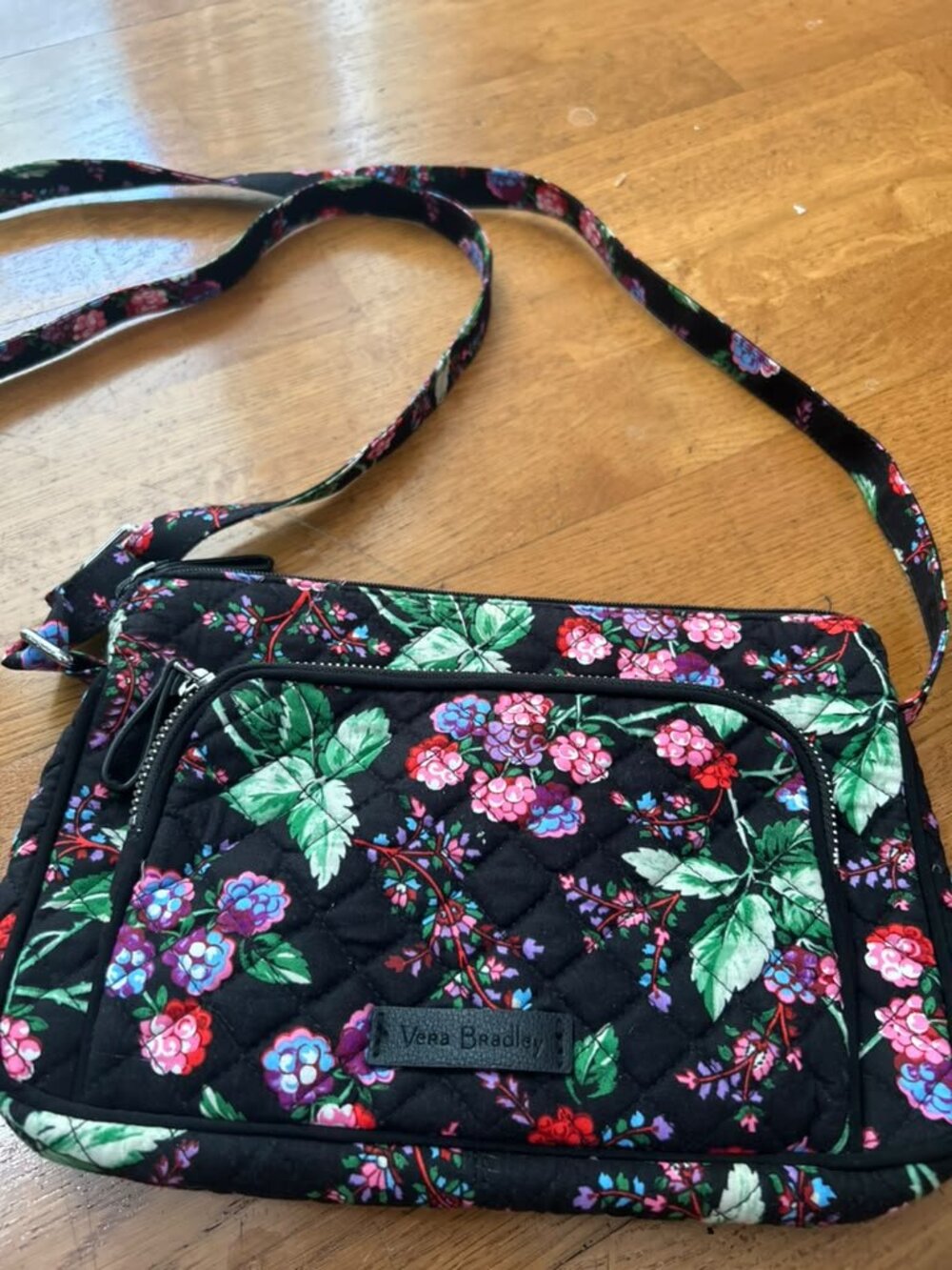 Vera Bradley Floral Crossbody Bag – Black – Excellent Condition